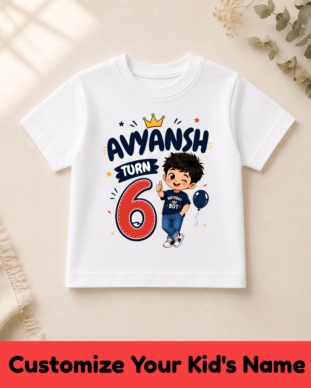 Kid Turns Age Customized Name Birthday Tshirt V2