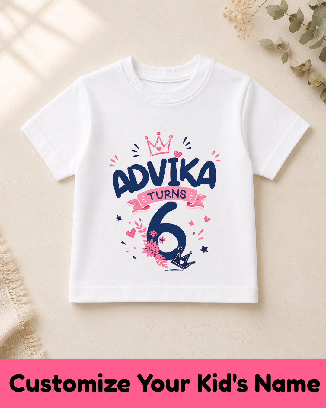 Kid Turns Age Customized Name Birthday Tshirt