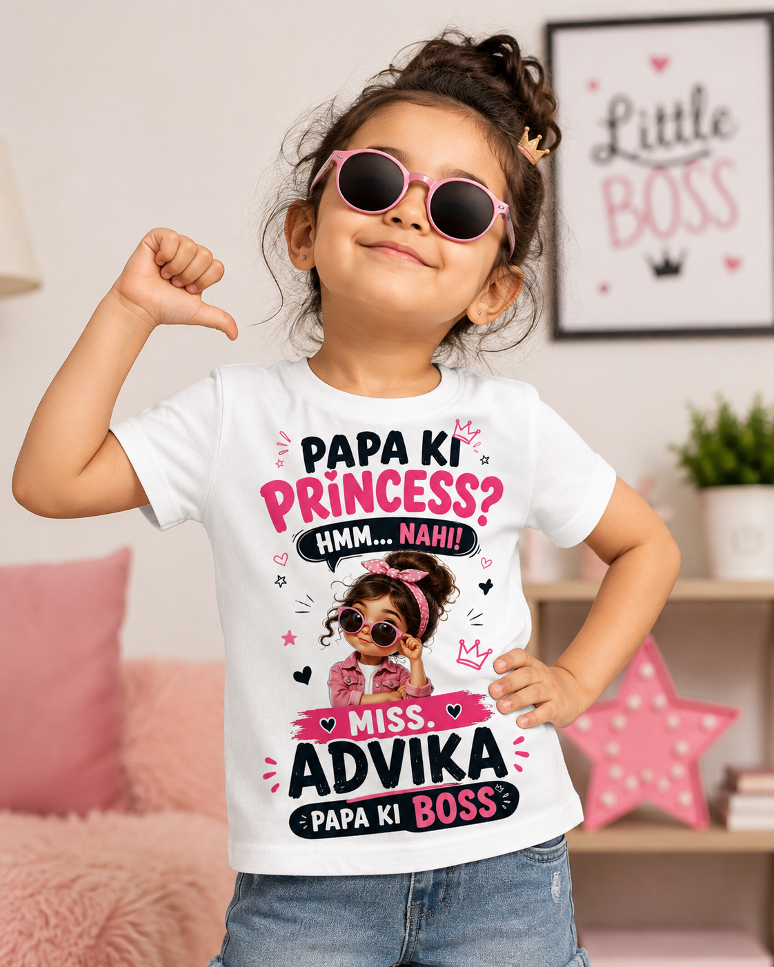 Papa ki Princess Nahi Boss Customized Name Tshirt
