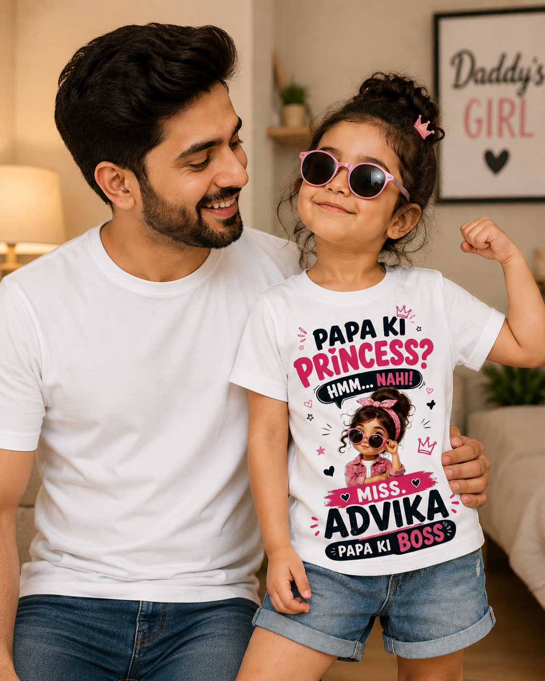 Papa ki Princess Nahi Boss Customized Name Tshirt