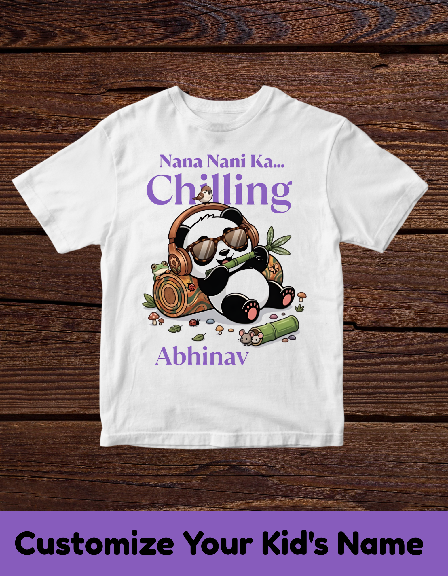 Chilling Panda Customized Nana Nani Tshirt